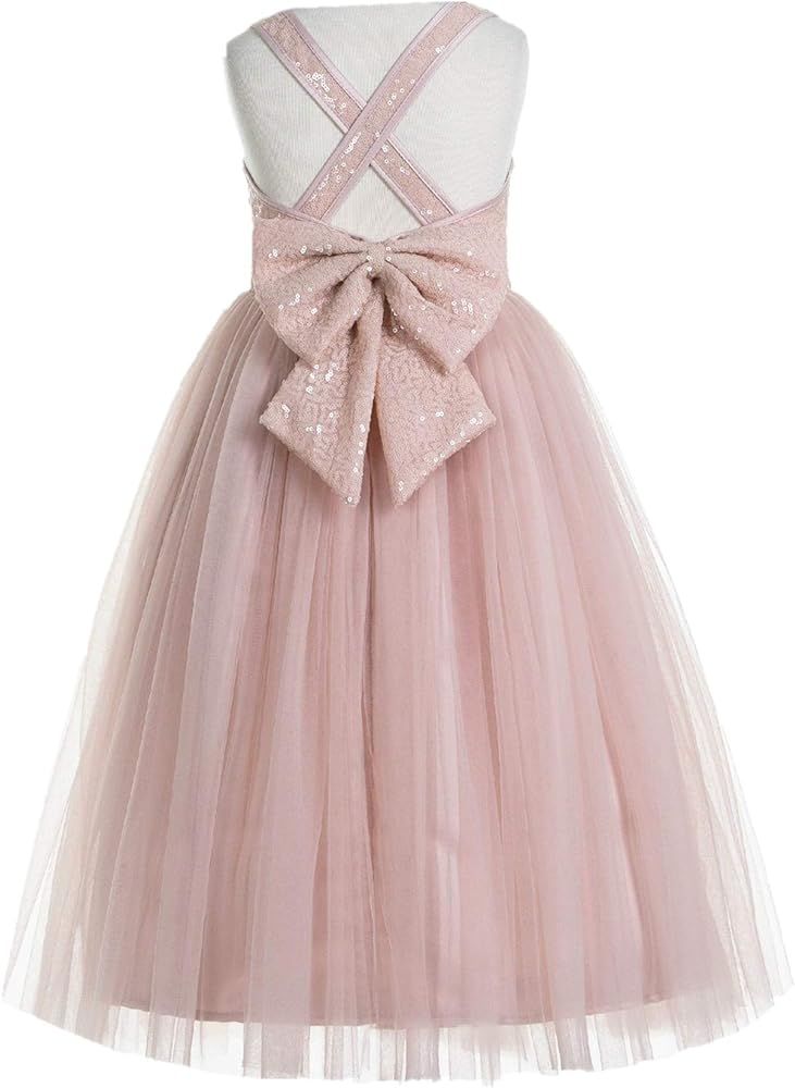 ekidsbridal Crossed Straps A-Line Flower Girl Dresses Halter Dress Junior Bridesmaid Dress Formal... | Amazon (US)