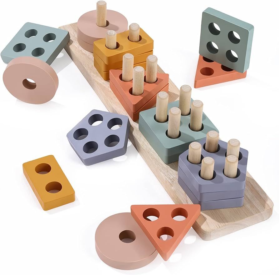 Toddlers Early Education Montessori Toy:This montessori sorting toy contains 5 blocks of colors a... | Amazon (US)