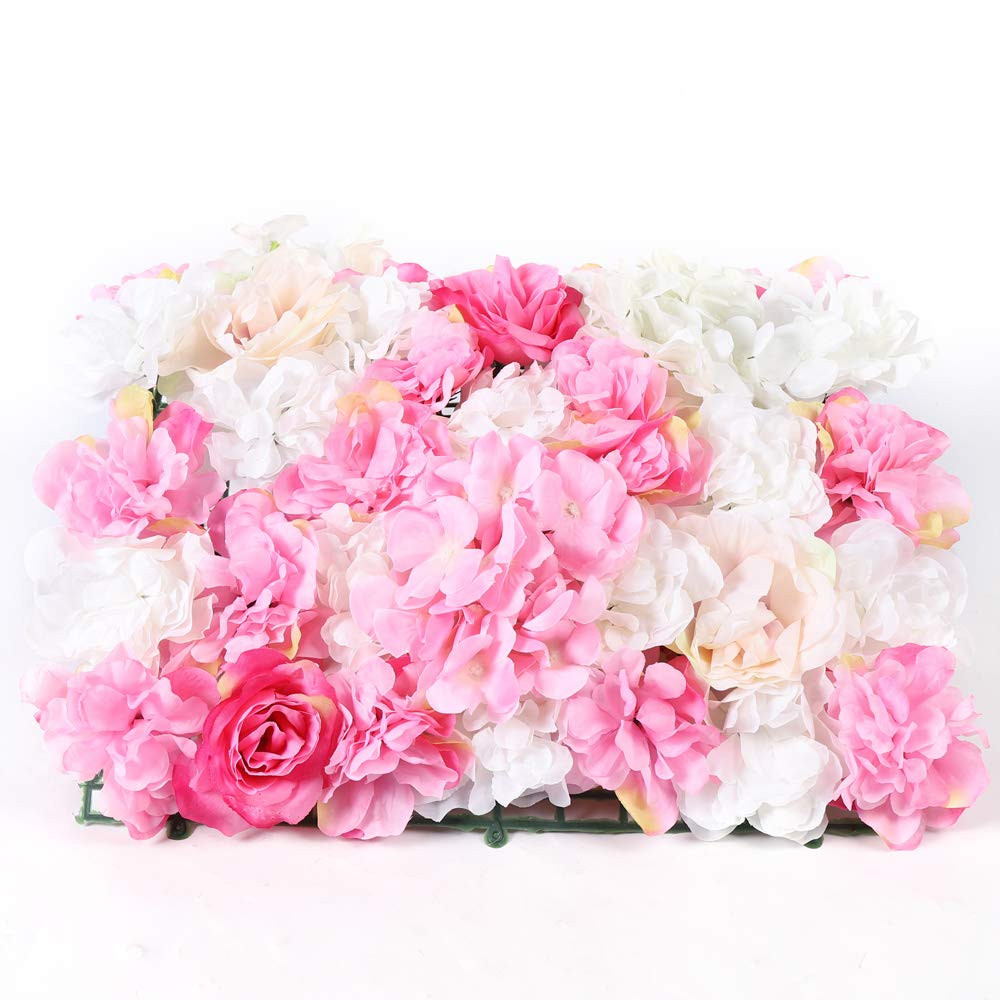 20pcs 24" x 16" Artificial Flower Wall Panel Background,3D Silk Hydrangea Rose Flowers Wall Backd... | Amazon (US)