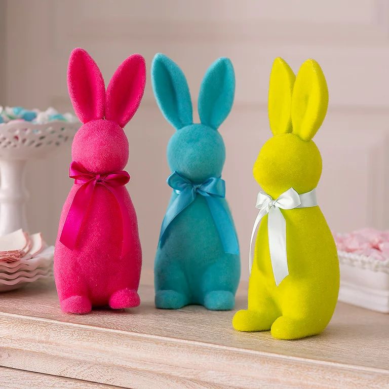 Fun Express Easter Bunny Flocked Foam Tabletop Decorations - 3 Pieces | Walmart (US)