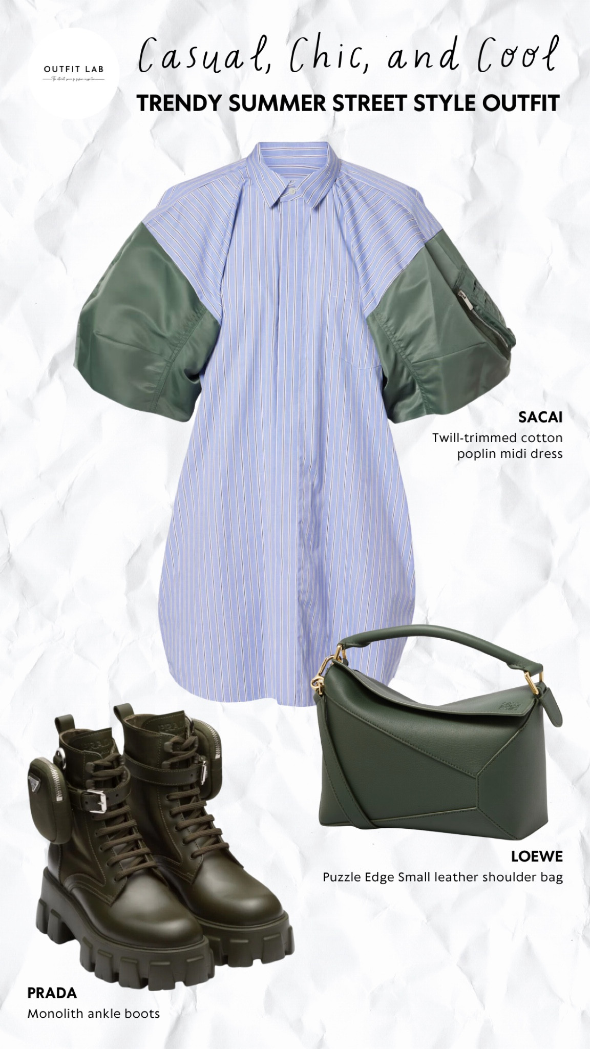 Trendy Summer Street Style Outfit: Casual, Chic, and Cool – Shop Now!

Step out in a trendy summer street style outfit that's casual, chic, and cool. Featuring a stylish Sacai dress for an effortlessly fashionable look, paired with edgy Prada boots. Complete the ensemble with a versatile Loewe bag. Perfect for any summer day, this outfit ensures you stay on-trend and comfortable. Shop now to elevate your street style game with this must-have summer ensemble!

#LTKStyleTip #LTKSeasonal #LTKU