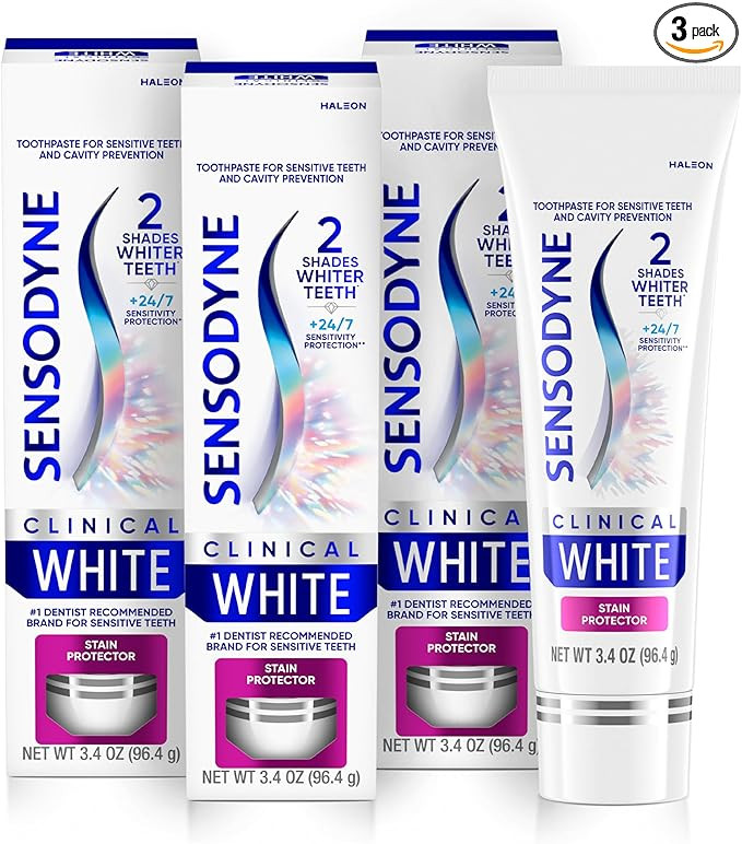 Sensodyne Clinical White Toothpaste Clinically Proven Whitening for Sensitive Teeth, Stain Protec... | Amazon (US)