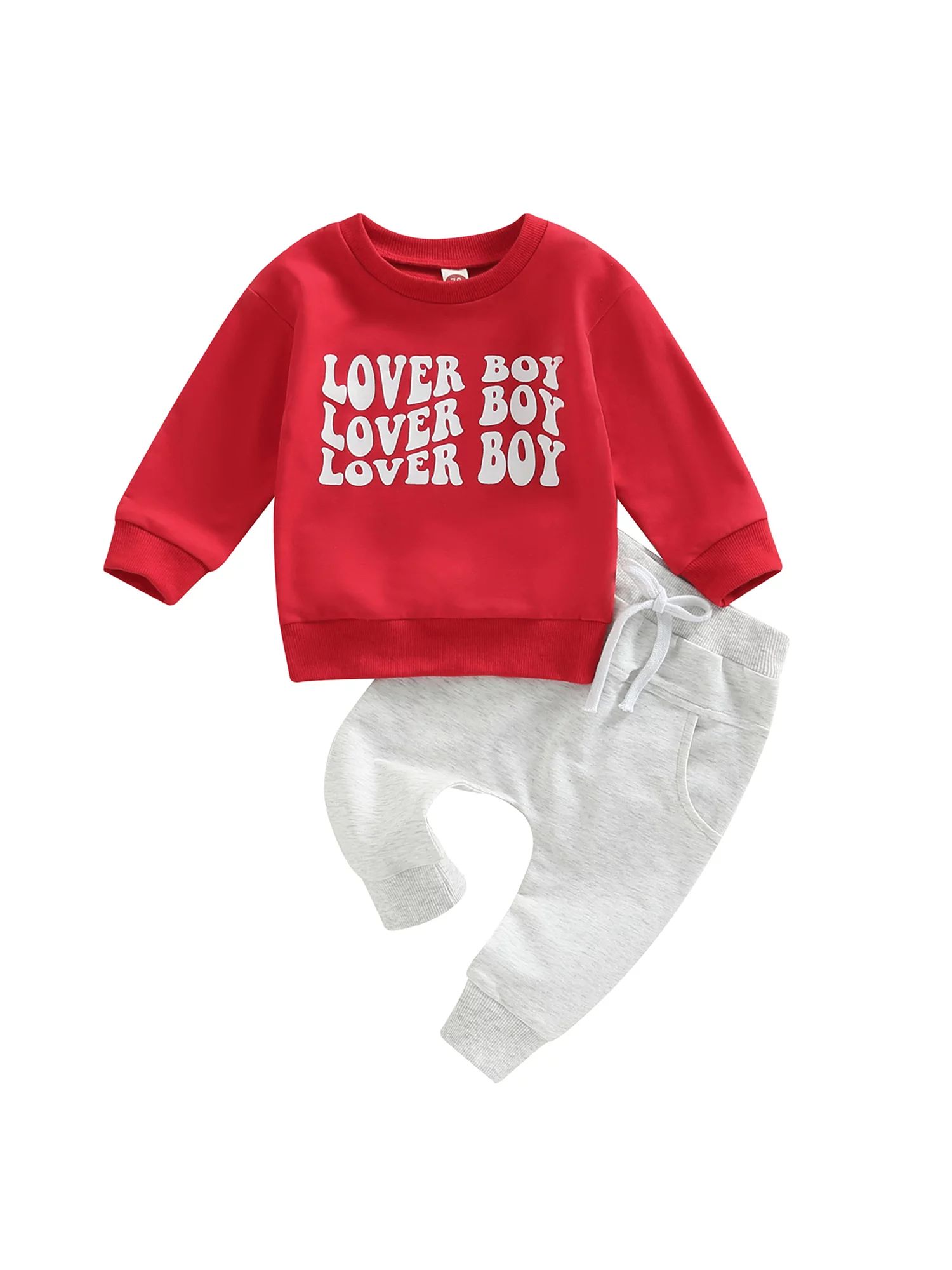 Toddler Baby Lover Boy Valentine's Day Outfits Long Sleeve Shirts Letter Sweatshirt Pants 2Pcs Sp... | Walmart (US)