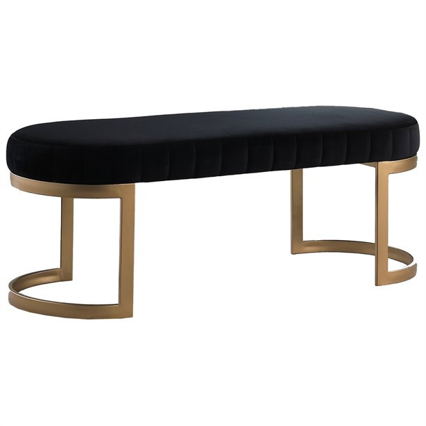 Krista Velvet Glam Accent Bench in Black - Walmart.com | Walmart (US)