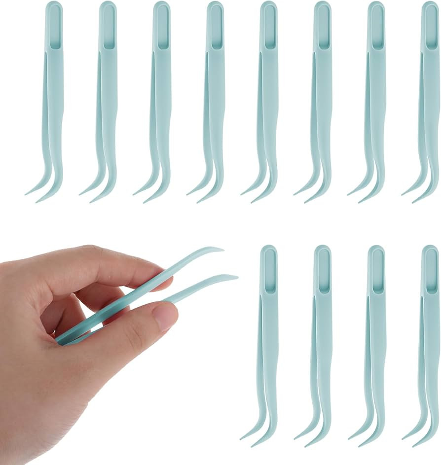 12pc Plastic Tweezers, 4.5 Inch Bent Tweezers for Kids DIY Jewelry Making, Crafts, Baking Decorat... | Amazon (US)