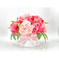 Modern Pink Peony Arrangement Artificial Faux Flower Centerpiece, French Country Floral Decor, Silk Flowers in Vase Home Decor By Blue Paris | Etsy (US)