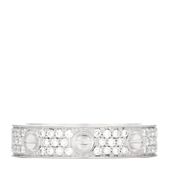CARTIER 18K White Gold Diamond Paved LOVE Wedding Band Ring 49 4.75 | Fashionphile