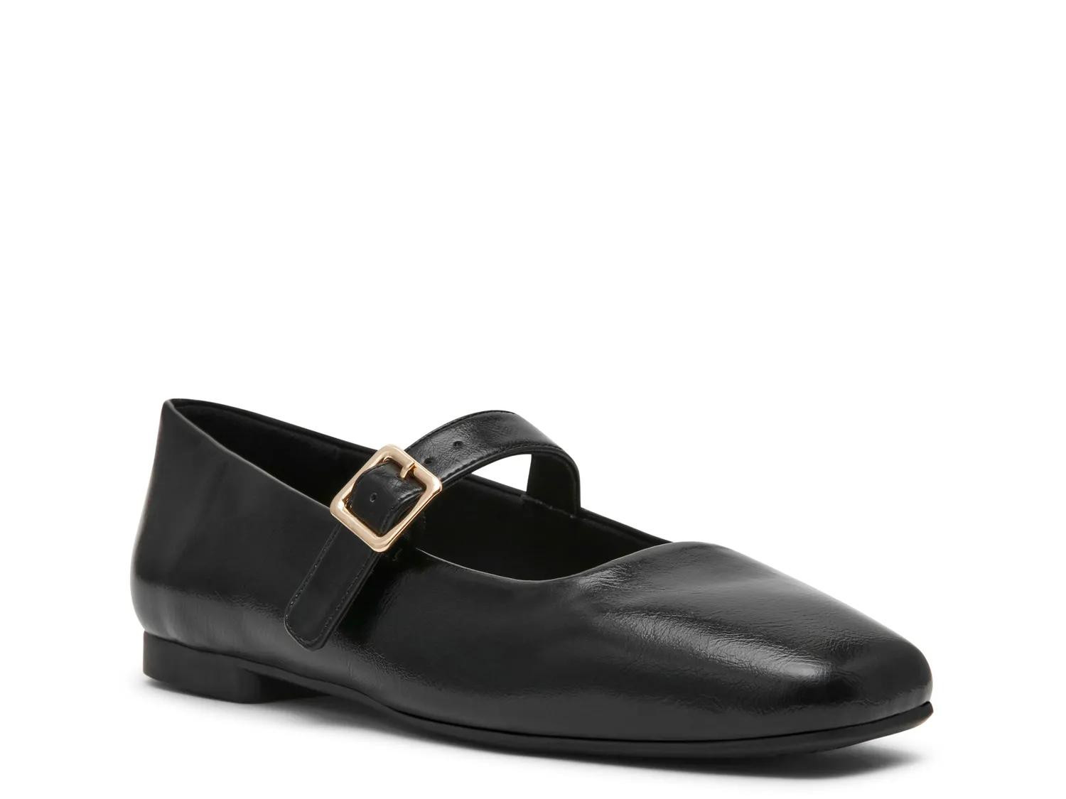 Anne Klein Mabel Mary Jane Flat | Women's | Crinkle Black | Size 9.5 | Flats | Mary Jane | DSW