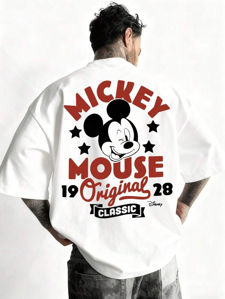 Disney-1928 Original Classic Mickey Blink Retro Pattern T-Shirt, Slimming Down With Half Sleeves,... | SHEIN