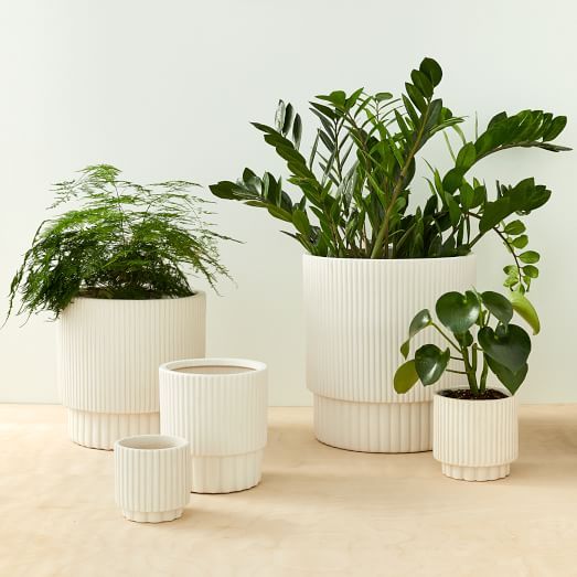 Fluted Ceramic Indoor/Outdoor Planters | West Elm (US)