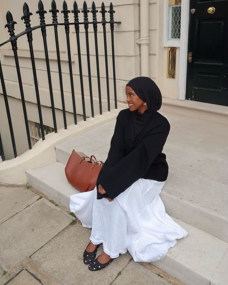 modest spring outfit 🫶🏾 white maxi skirt, summer outfit, hijabi outfit inspo, spring summer fashion