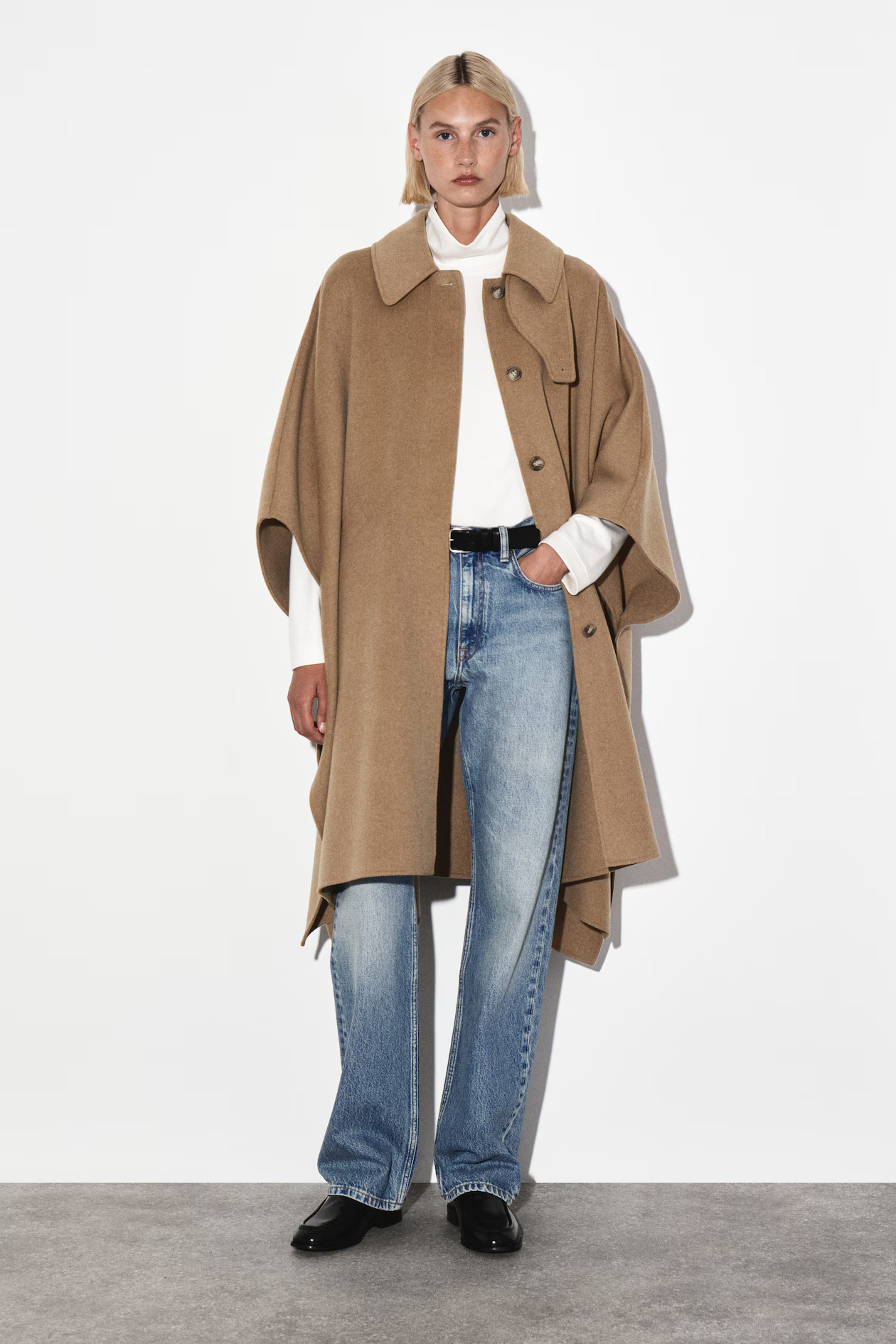 DOUBLE-FACED WOOL LONG CAPE - BEIGE | COS US | COS (US)