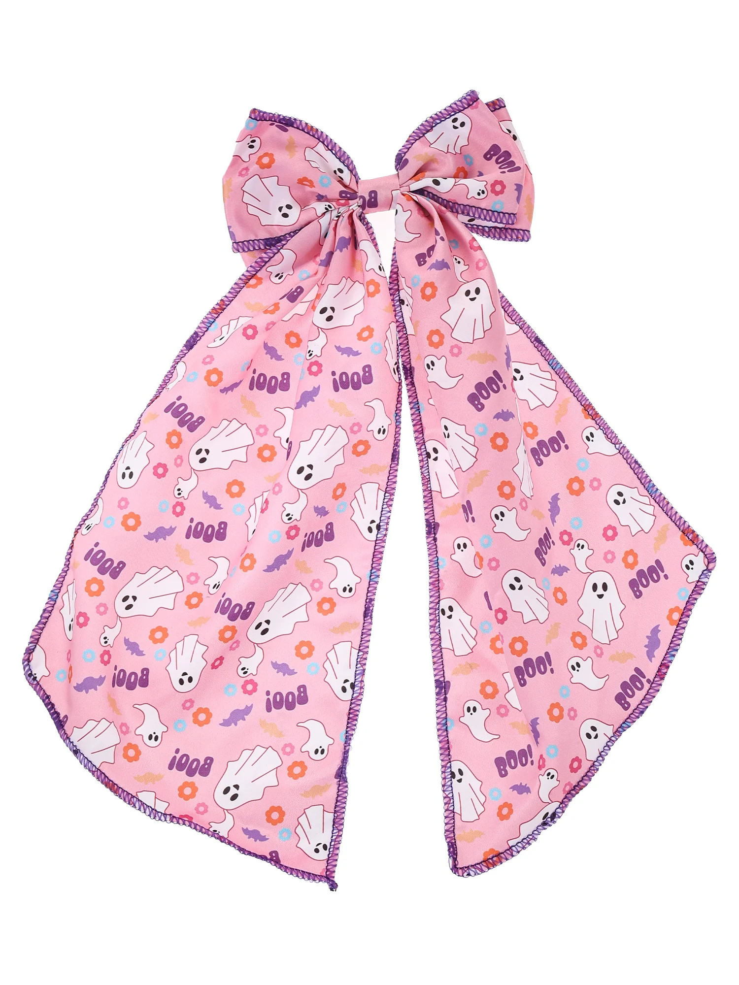 Way to Celebrate Halloween Print Hair Bow Barrette, Pink , 1 Piece | Walmart (US)