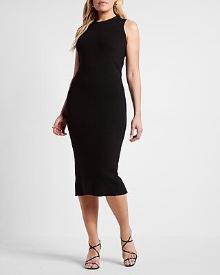 Body Contour High Neck Midi Sweater Dress | Express