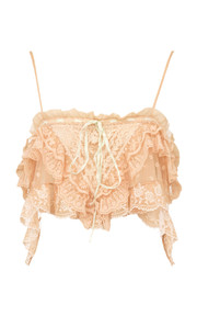 Ruffled Embroidered Lace Crop Top