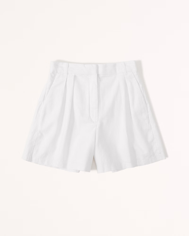 Ultra High Rise Linen-Blend Tailored Short | Abercrombie & Fitch (US)