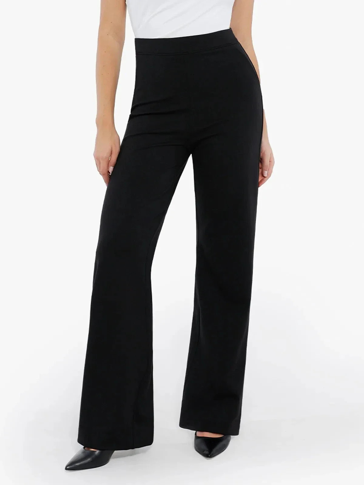Shapewear Executive High Waisted Wide-Leg Ponte Pants | Popilush