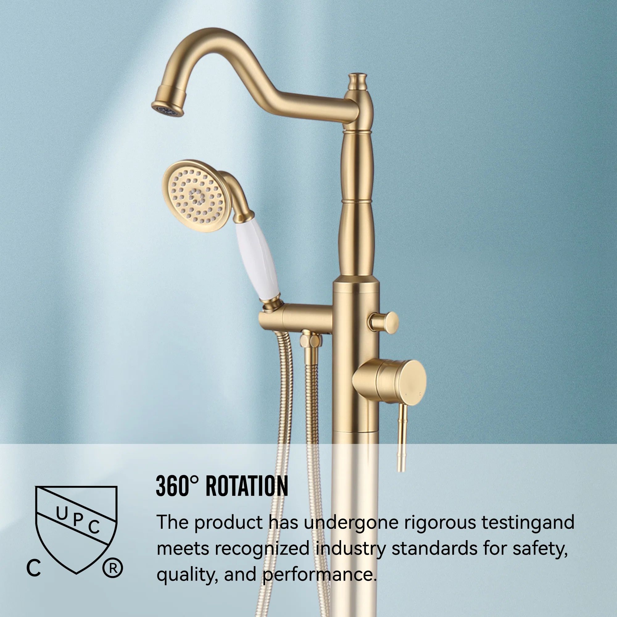 Cisy Floor Mounted Tub Filler with Diverter and Handshower | Wayfair North America