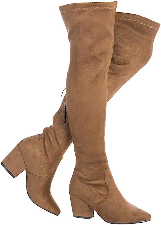 Women Boots Winter Over Knee Long Boots Fashion Boots Heels Autumn Quality Suede Comfort Square H... | Amazon (US)