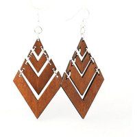 Pyramid Laser Cut Wood Earrings - From Sustainable Reforested | Etsy (US)