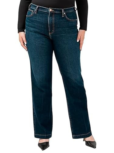 Silver Jeans Co. Women's Plus Size Highly Desirable High Rise Trouser Leg Jeans, Dark Wash, 16 Plus | Amazon (US)