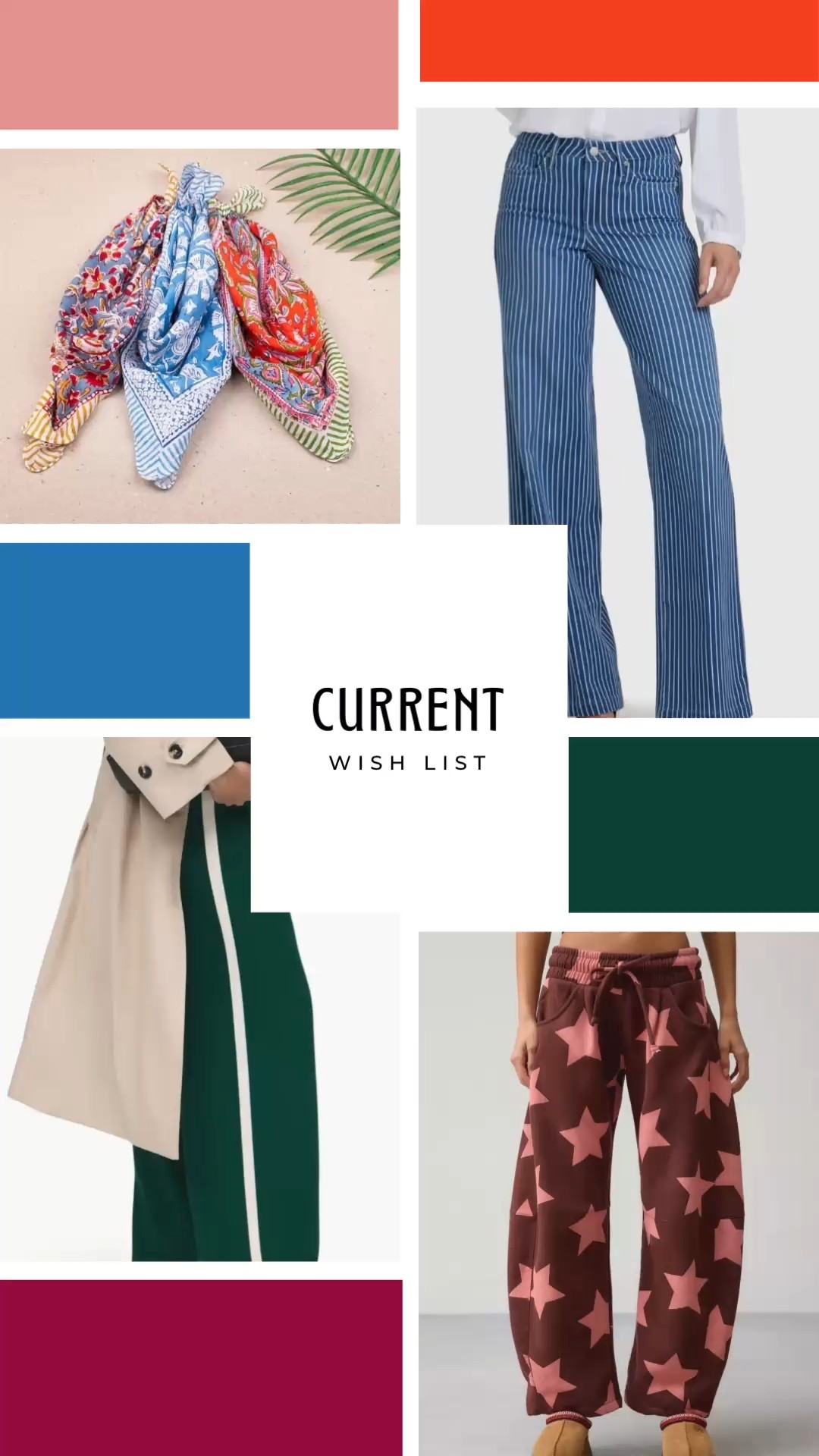 Sunday's Wish List! 

I had looked all fall for cute pants with a stripe or stripes down the size that wouldn't be too long on me or weren't $$$. These thick green knit look so good. The only review is that they were too short for someone much taller than me, which is a great start. They also come in navy. 

I'm loving the bandana trend. My mom actually found the two I've been wearing at a gas station.  They were in a three pack for under $5, so I really don't want to spend $40 for 1. I found this three pack for under $30 that look super pretty. I love the colors. 

For 2026, dark denim is going to be everywhere. However, I can't resist these fun striped jeans. The silhouette also looks very flattering. 

Lastly, these star barrel leg sweatpants are a little silly but I keep going back to look at them. There is something about them that makes me smile, which is what I'm focused on in 2026 :)

#LTKFindsUnder100 #LTKmomlife #LTKFindsUnder50