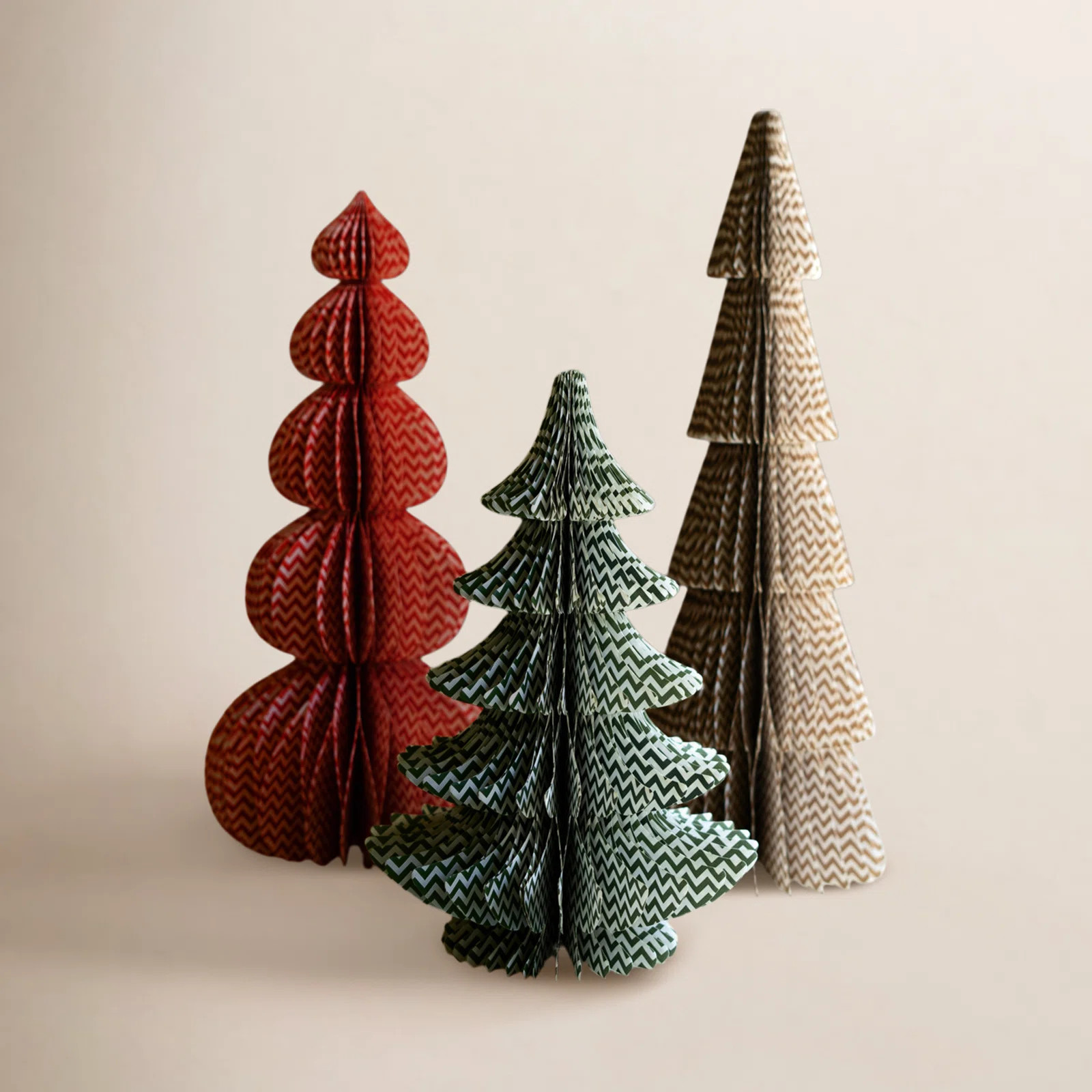 Set of Three Printed Paper Accordion Christmas Trees | Wayfair North America