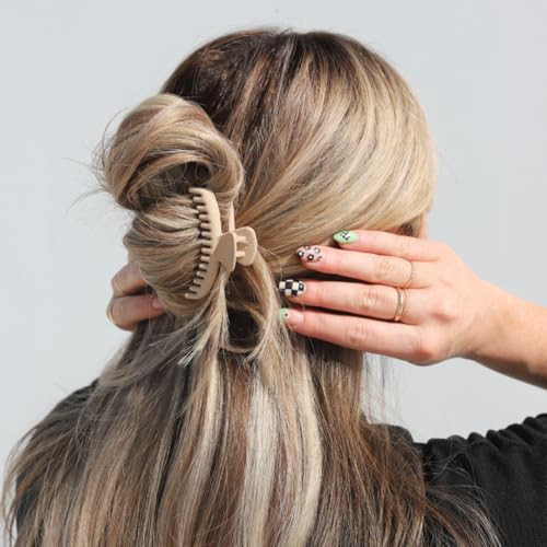 KAXI Hold Everything Mini Hair Claw, Perfect for Thick & Thin Hair, Straight, Wavy or Curly, Strong Clip With 32 teeth & Many Colors to Choose (Bone) | Amazon (US)