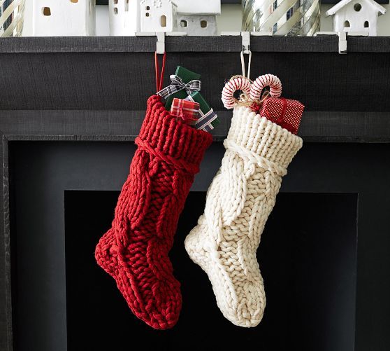 Colossal Knit Stocking, Medium, Ivory | Pottery Barn (US)