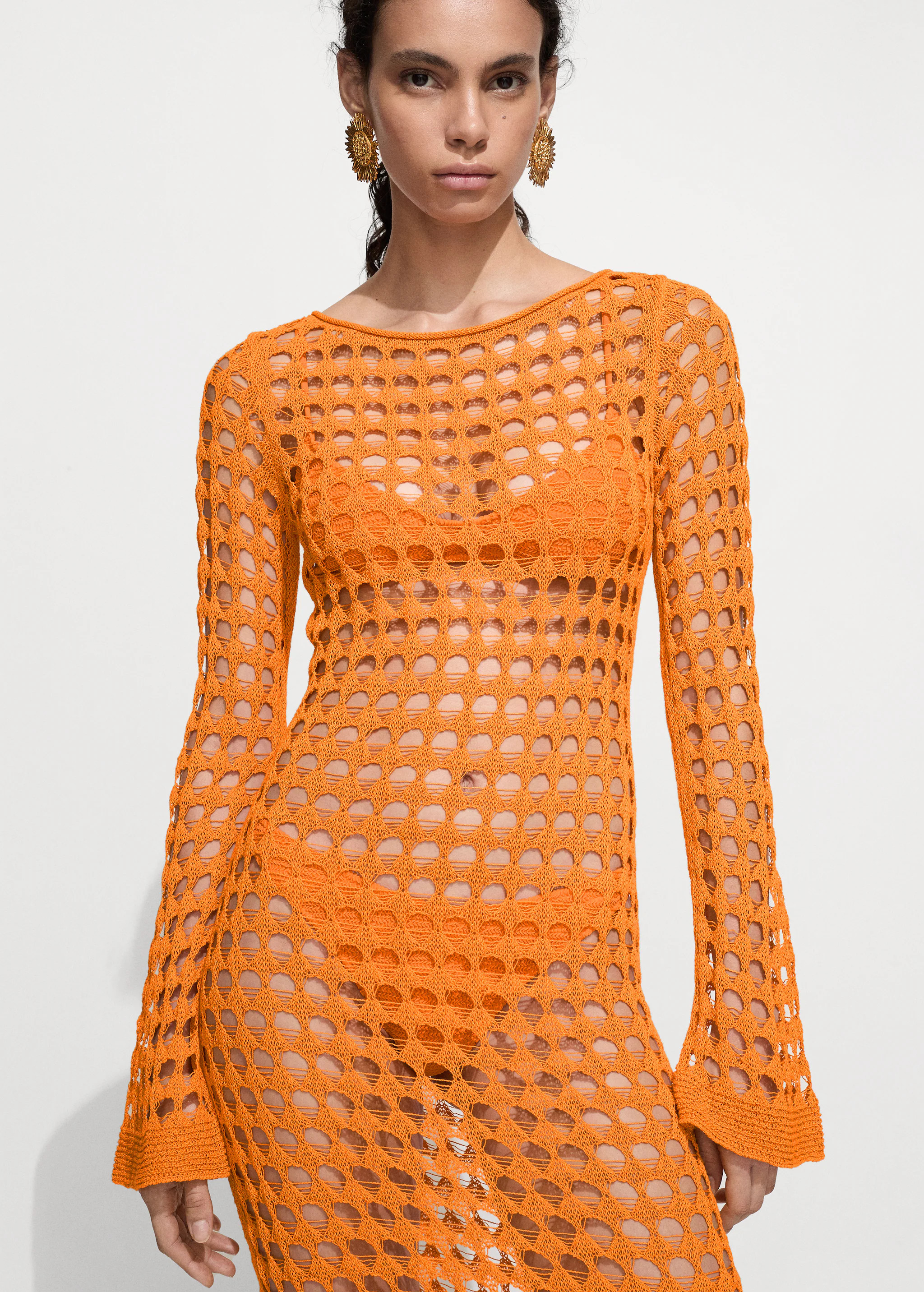 Long openwork knitted dress | MANGO (US)