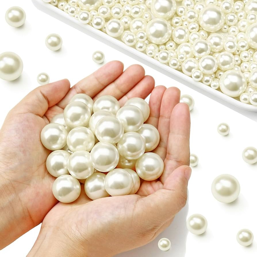 20MM Ivory Pearls for Crafting, 70PCS Big Size No Hole Pearl Beads for Vase Filler, Faux ABS Roun... | Amazon (US)
