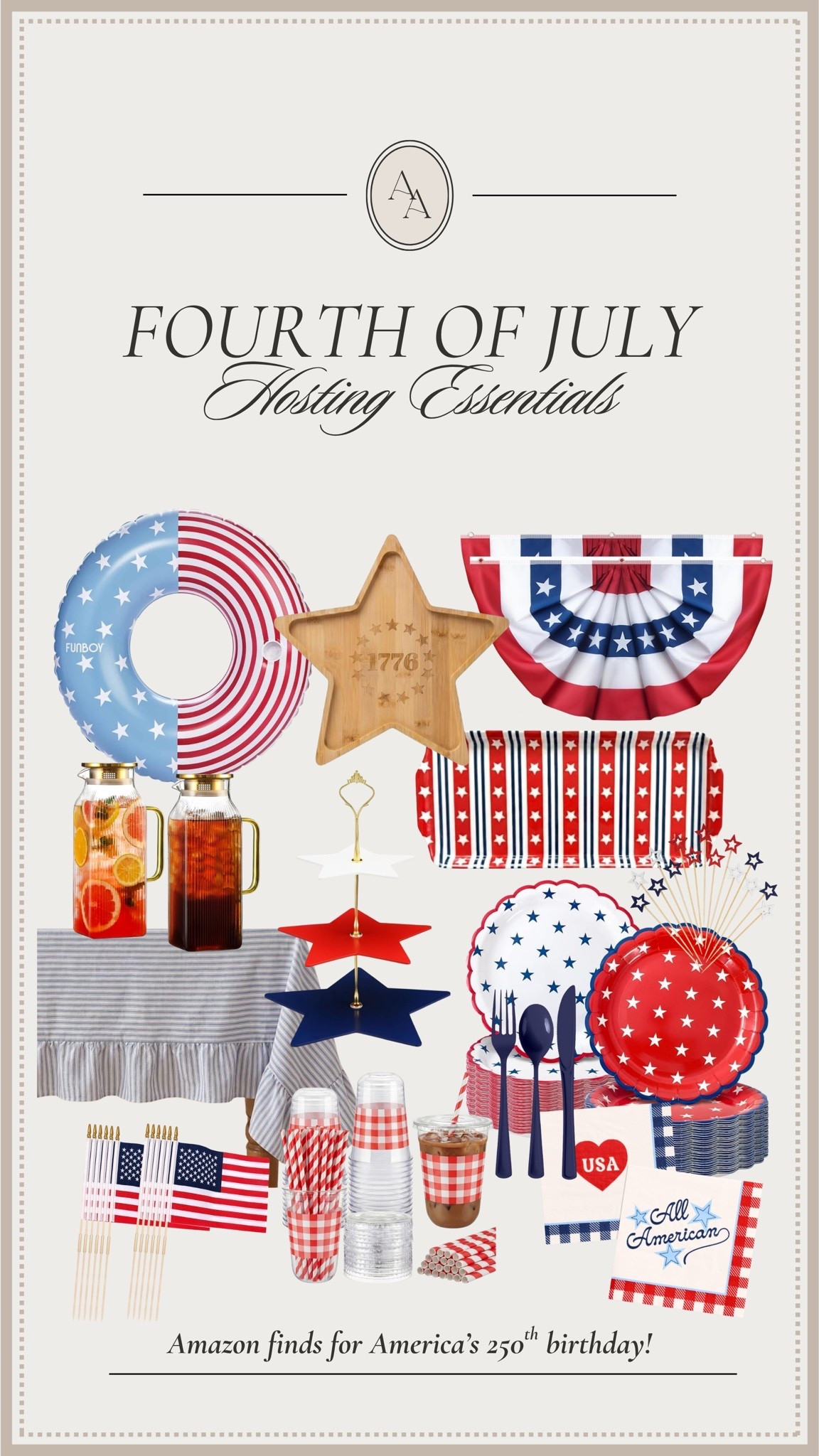 Fourth of July hosting essentials || last minute Amazon finds including red, white, and blue decor + hosting essentials for the holiday ahead! 🇺🇸

Fourth of July || 250th anniversary || Amazon finds || outdoor entertaining || hosting essentials || summer parties || patriotic decor

#LTKHome #LTKSeasonal #LTKSaleAlert