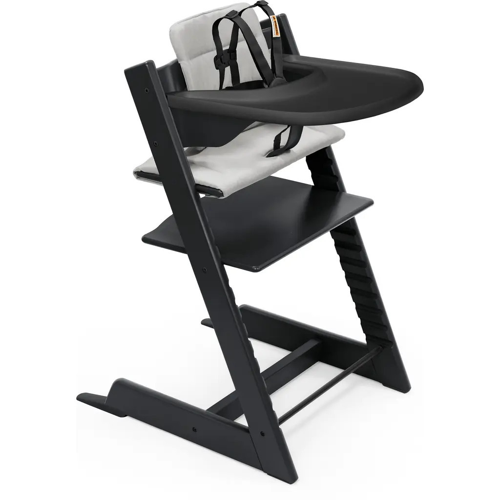 Tripp Trapp® Highchair², Cushion & Stokke® Tray in Black W/Anthracite at Nordstrom | Nordstrom