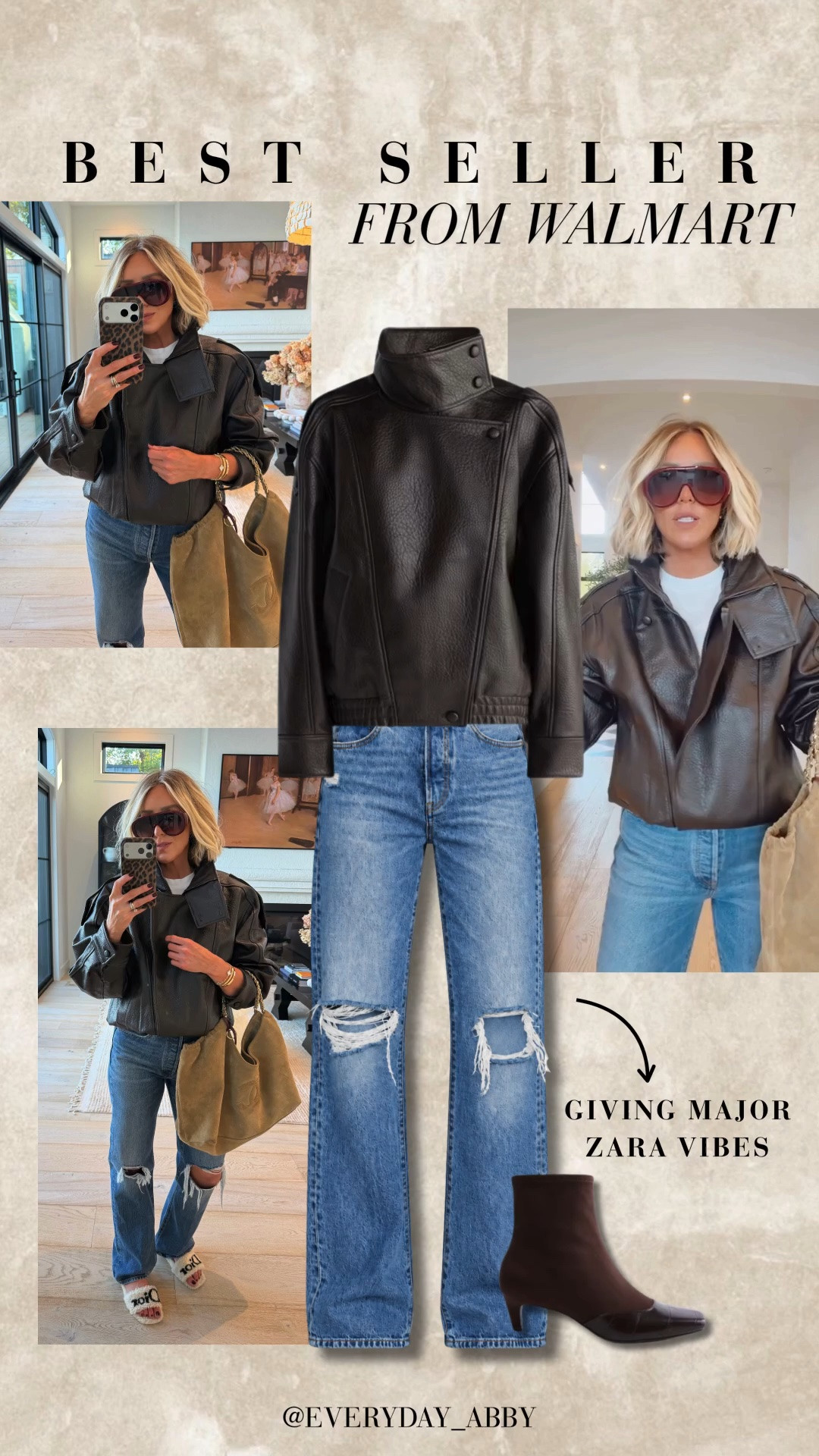 This leather jacket is giving major Zara vibes 😍😍 Obsessed with this gorgeous chocolate brown color!! Wearing a medium 🤎