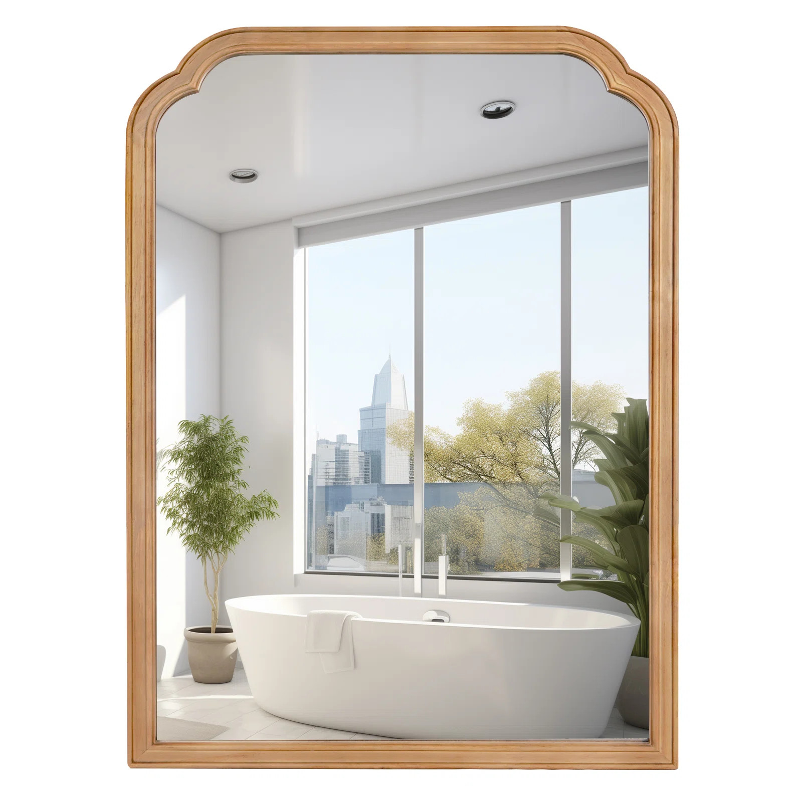 Ancalin Wood Accent Wall Mirror for Bathroom Bedroom Decorative Mirror | Wayfair North America