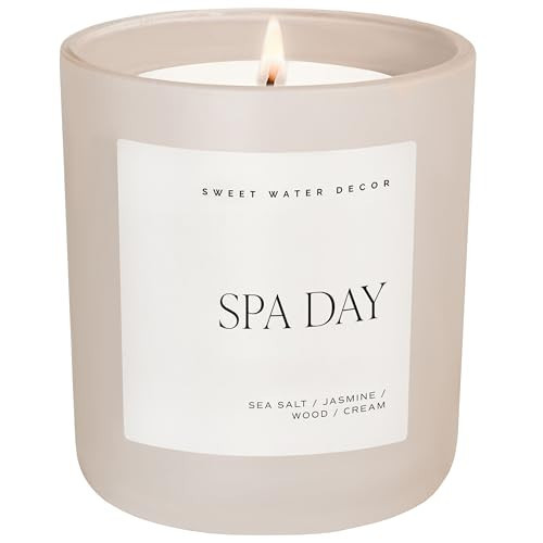 Sweet Water Decor Spa Day Soy Candle - Sea Salt, Jasmine, Wood and Cream Scented Aromatherapy Candles for Home - 15oz Tan Matte Jar, 70+ Hour Burn Time, Made in The USA | Amazon (US)