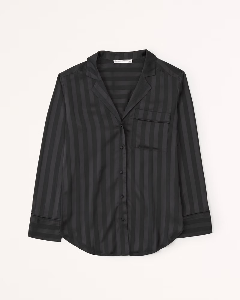 Women's Satin Jacquard Sleep Button-Down | Women's Intimates & Sleepwear | Abercrombie.com | Abercrombie & Fitch (US)