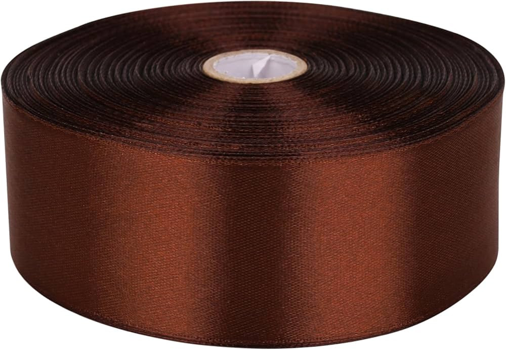 Baocuan 1-1/2 inch Brown Satin Ribbon 50 Yards Solid Fabric Ribbons Roll for Wedding Invitations,... | Amazon (US)