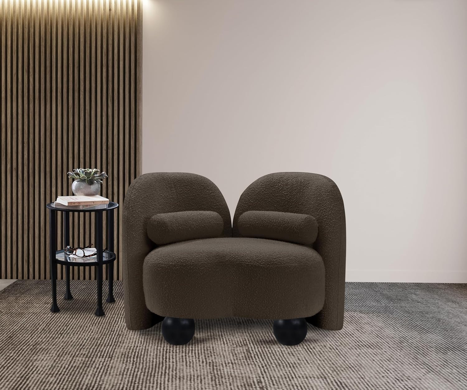 Meridian Furniture 44003Brown-C Daphne Collection Art Deco Chair with Rich Brown Boucle Fabric, S... | Amazon (US)