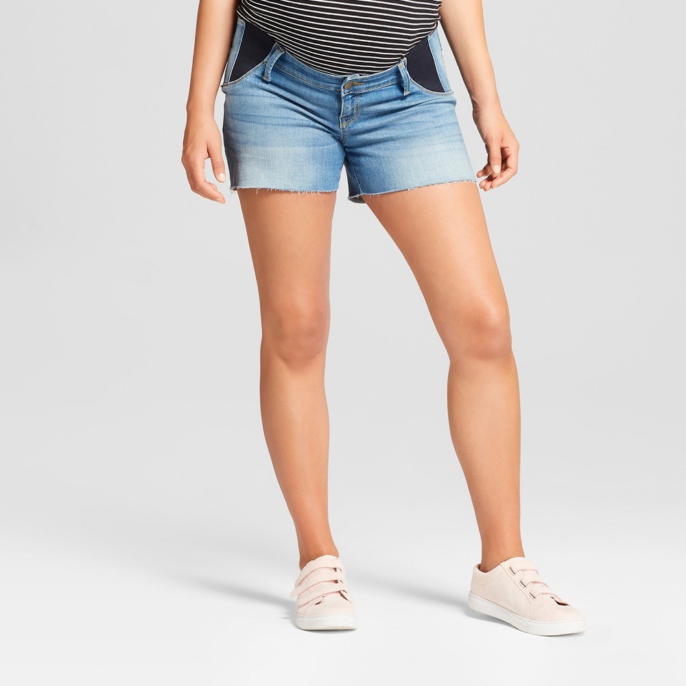 Maternity Inset Panel Midi Jean Shorts - Isabel Maternity by Ingrid & Isabel Light Wash 2, Women's, Blue | Target