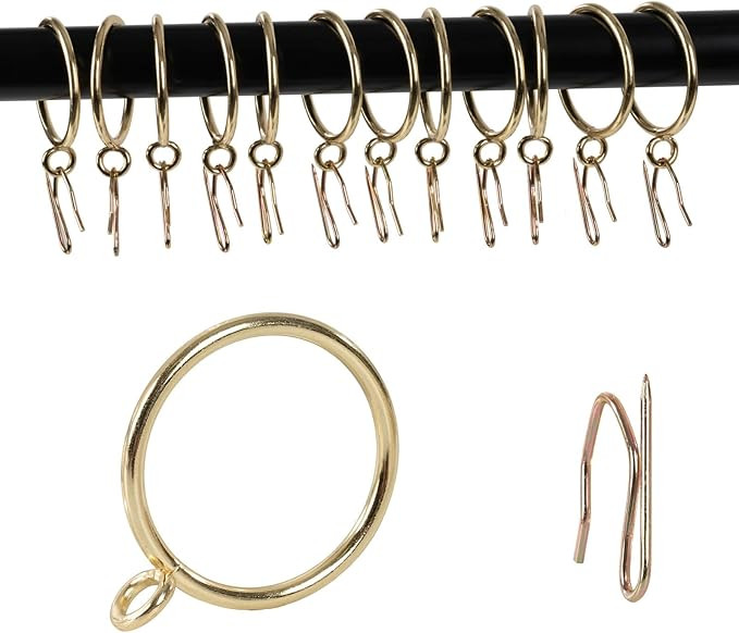 Curtain Drapery Hanging 1.25inch-Internal Diameter - Curtain Rings with Hooks Eyelet for Window D... | Amazon (US)
