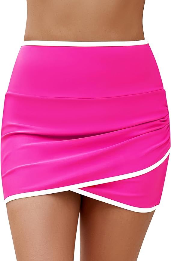 GRAPENT Swim Skirt for Women High Waisted Ruched Bikini Bottoms Colorblock Swimsuit Tulip Bathing... | Amazon (US)
