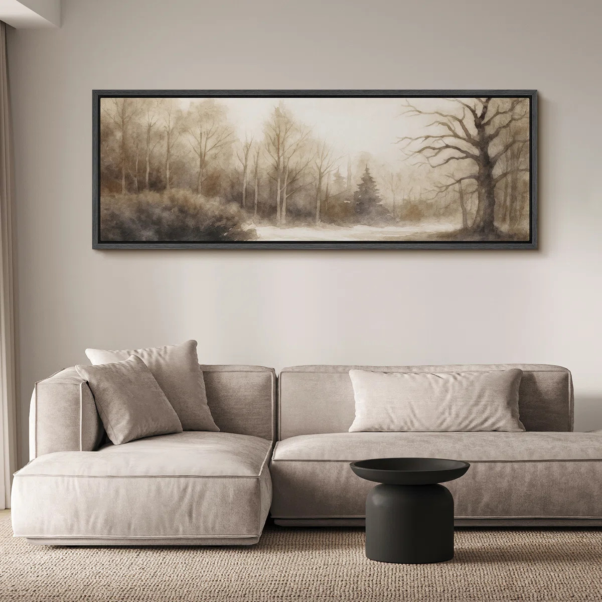 Neutral Toned Forest Landscape Artwork Extra Large Pictures Framed Canvas Print Wall Art | Wayfair North America