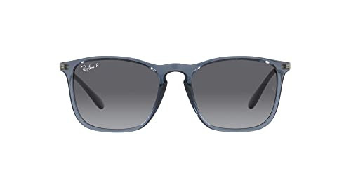 Ray-Ban Mens RB4187F Chris Low Bridge Fit Square Sunglasses, Transparent Blue/Grey Gradient Polarized, 54 mm | Amazon (US)