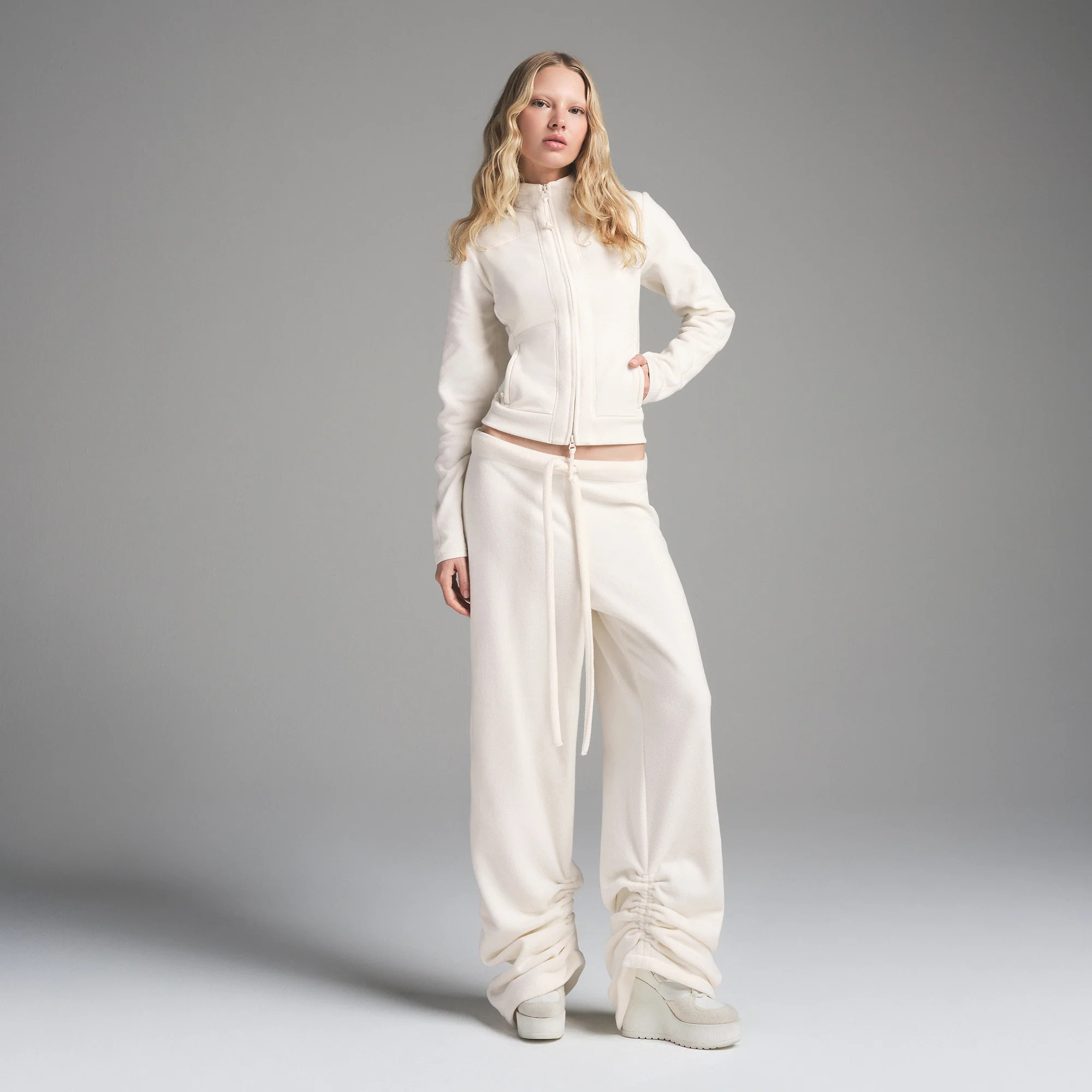 SKIMS Oversized Pants | White | 2XS | Fleece Lounge | SKIMS (US)