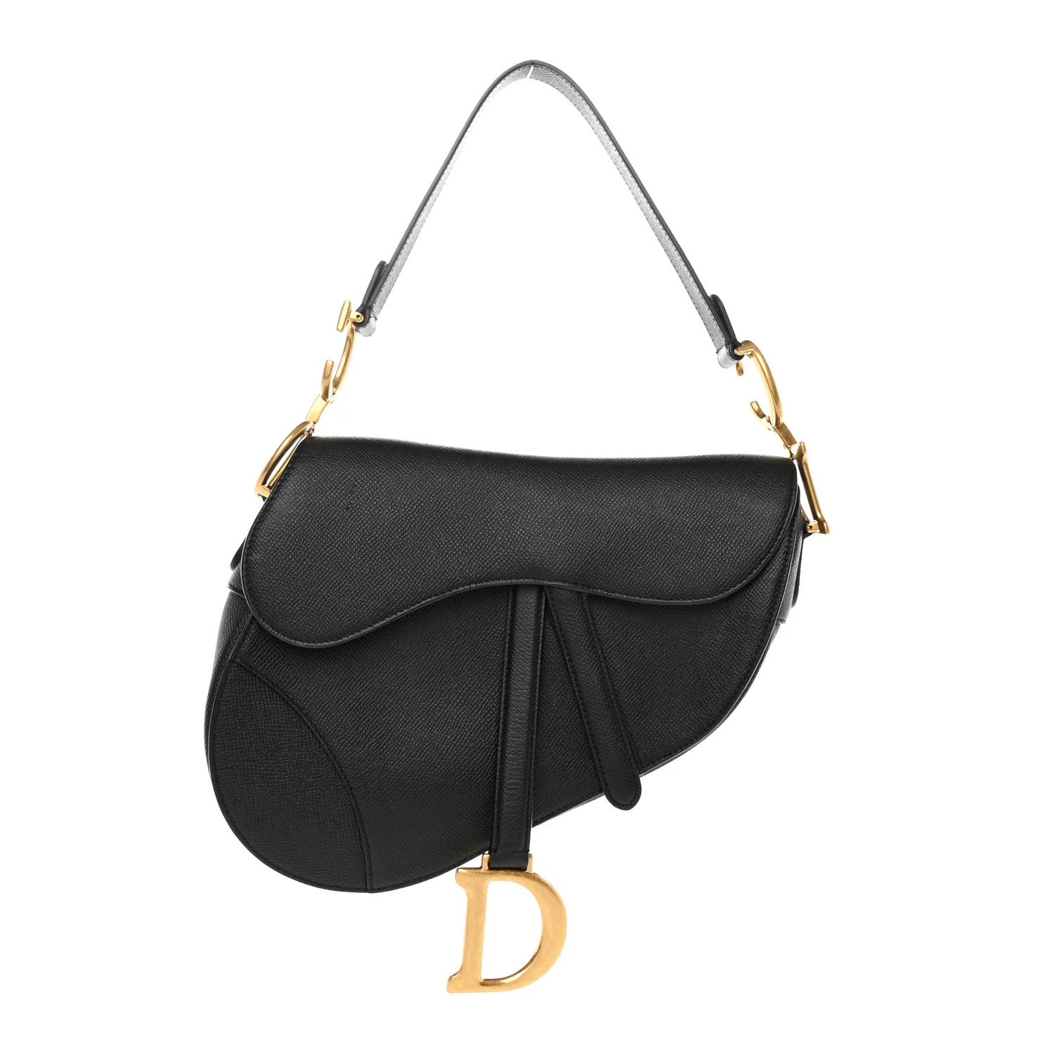 Grained Calfskin Saddle Bag Black | FASHIONPHILE (US)