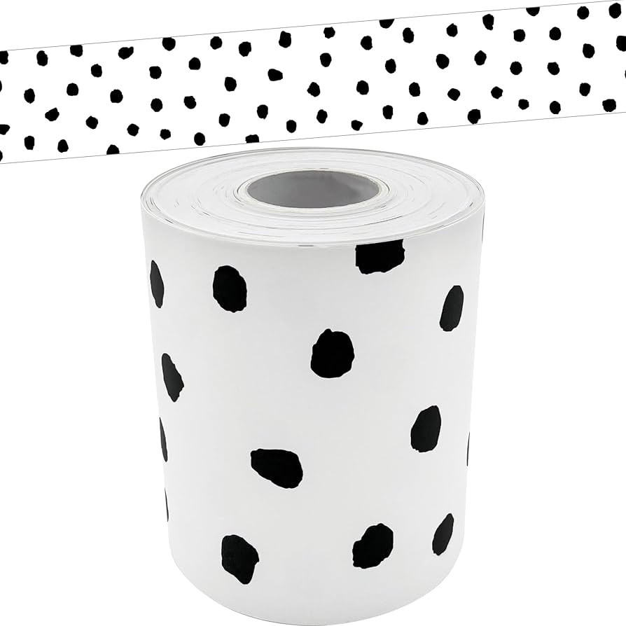 Teacher Created Resources Black Painted Dots on White Straight Rolled Border Trim (TCR8910) | Amazon (US)