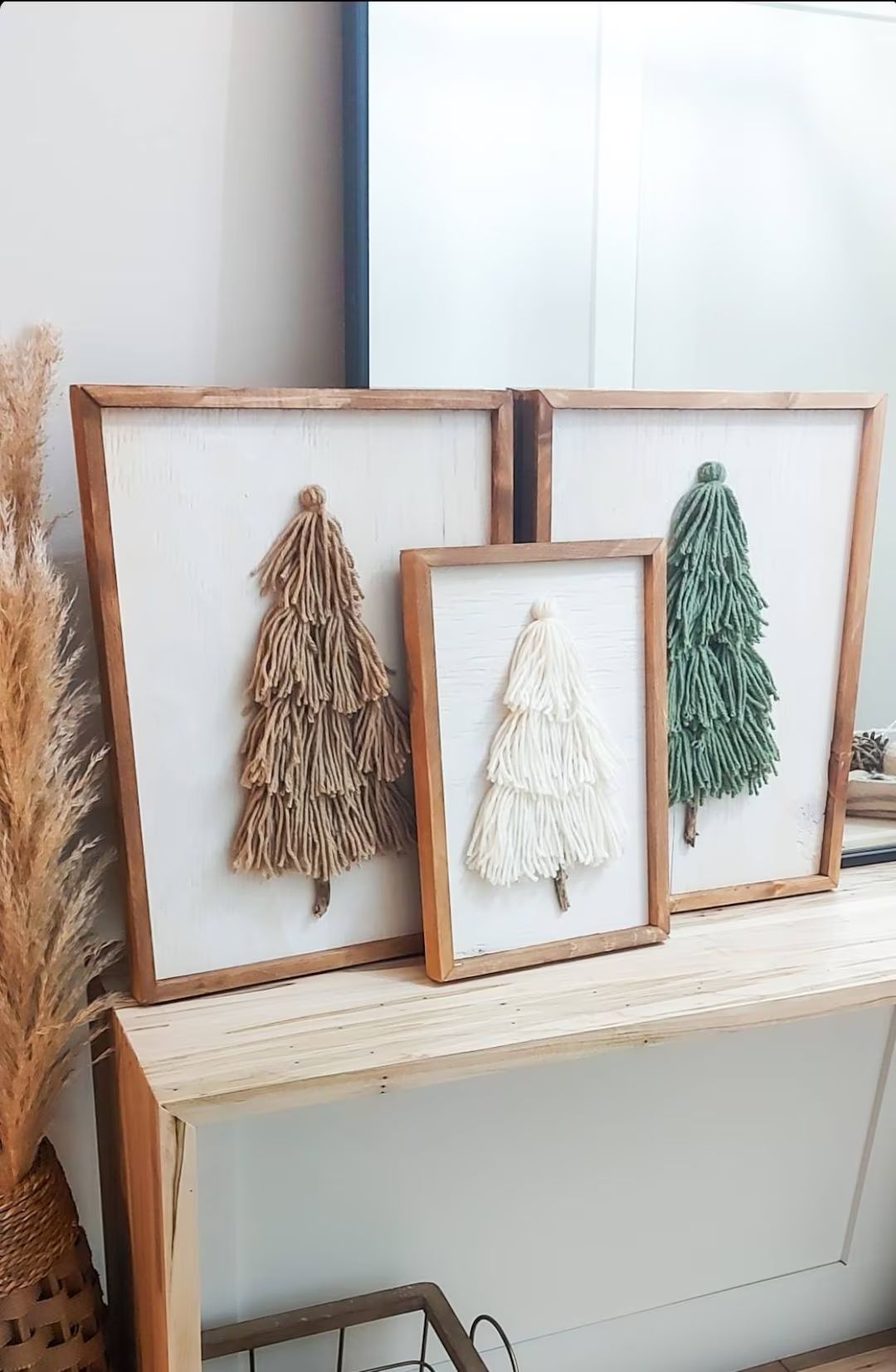 Tassel Christmas Tree Decor | Framed Yarn Tree | Christmas Decorations | Etsy (US)