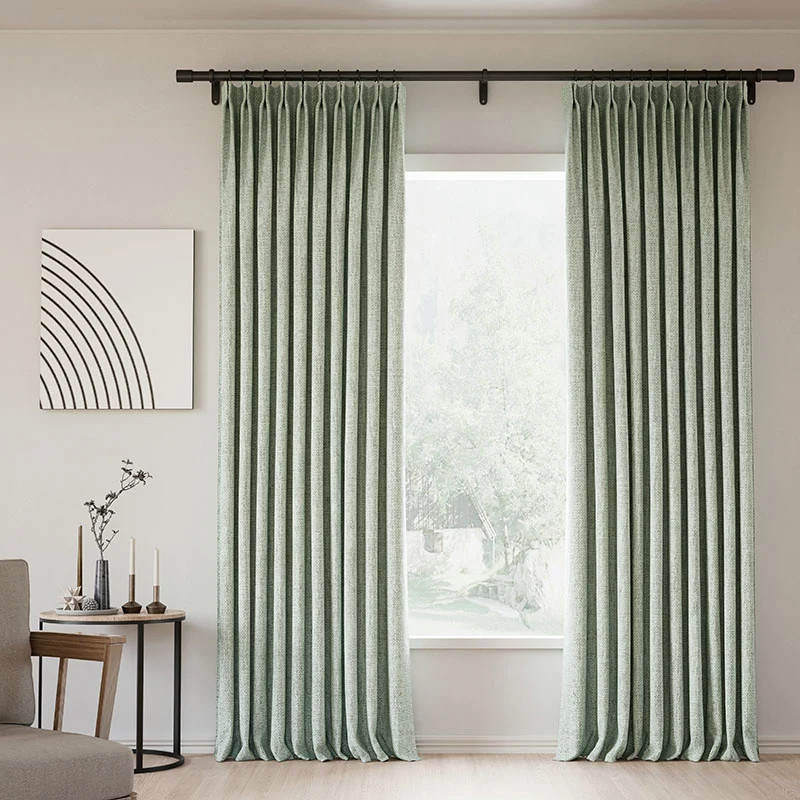 Pinch Pleated Lille Linen Memory Trained Blackout Curtains Custom Drapes for Living Room & Bedroo... | Homerilla