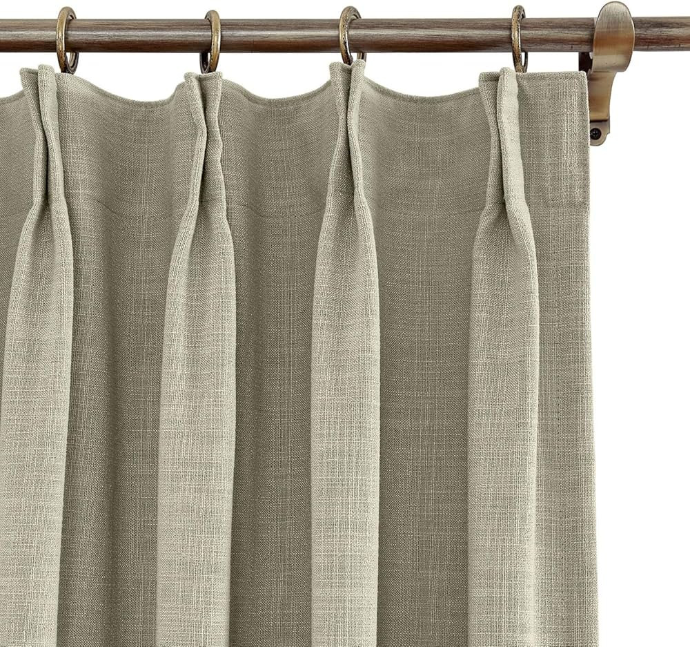 ChadMade 50" W x 96" L Polyester Linen Drape with Blackout Lining Pinch Pleat Curtain for Sliding... | Amazon (US)